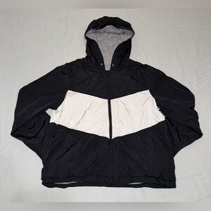 Abercrombie & Fitch Colorblock Hooded Windbreaker Jacket Black White Size M